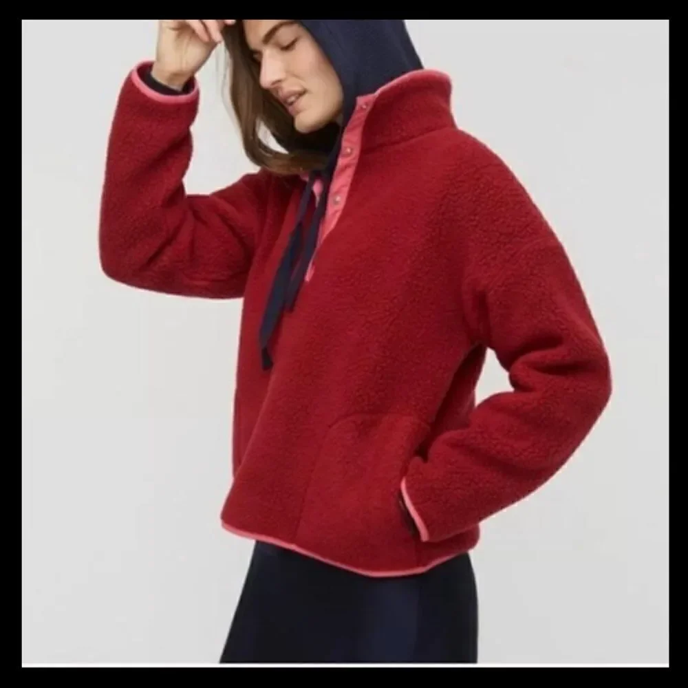 J Crew Polartec Sherpa Fleece Half Snap Pullover